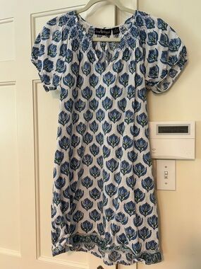 Liza Byrd blue block print dress